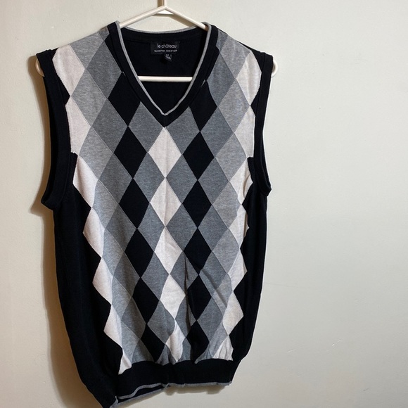 Le Chateau Argyle Pattern Vest - Picture 1 of 5
